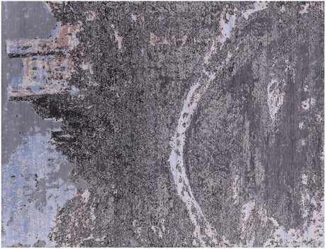 Castle On The Hill Design Modern Hand Knotted Wool & Silk Rug - Manhattan Rugs