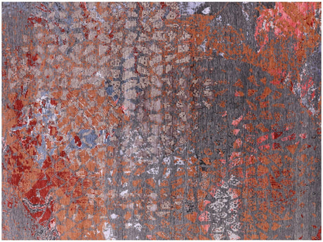 Abstract Wool & Silk Contemporary Hand Knotted Rug - Manhattan Rugs