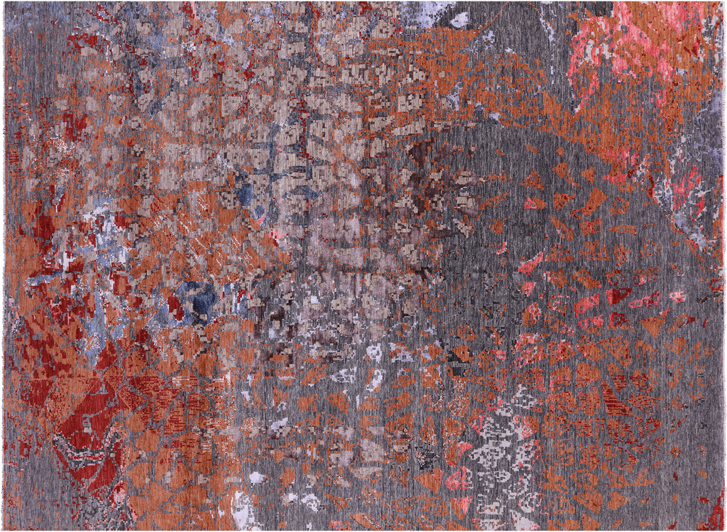 9' 0" X 11' 11" Abstract Handmade Wool & Silk Area Rug - Q6336