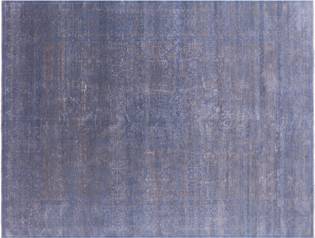SUPER SALE Blue Persian Wool & Silk Hand-Knotted Rug 9' 1" X 12' 0" - Q6338