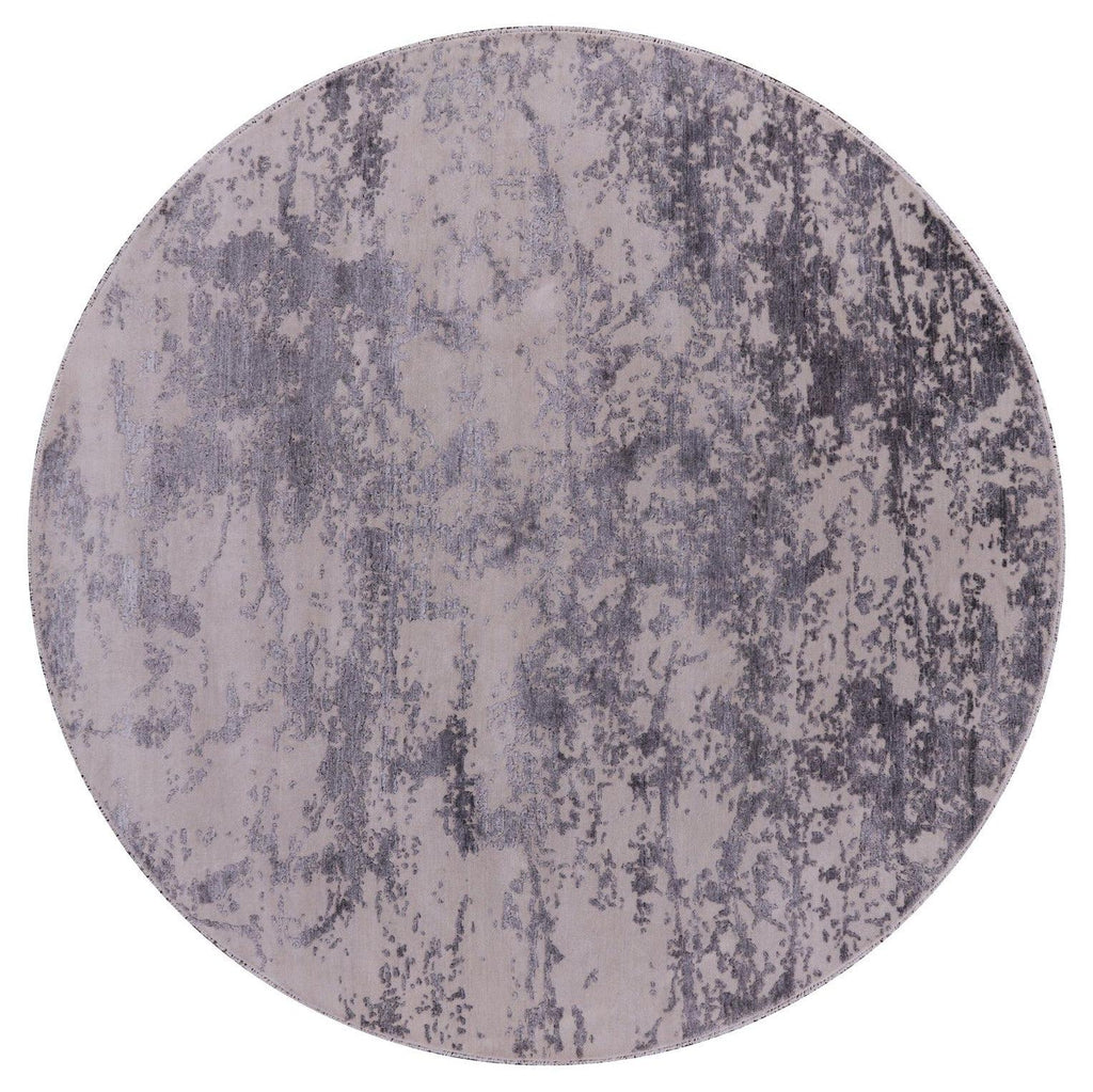 Round Abstract Wool & Silk Hand Knotted Rug - Manhattan Rugs