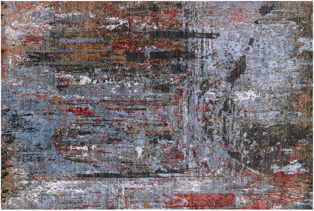 Bridge Design Modern Hand Knotted Wool & Silk Rug - Manhattan Rugs