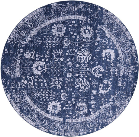 Round Wool & Silk Persian Tabriz Hand-Knotted Rug - Manhattan Rugs
