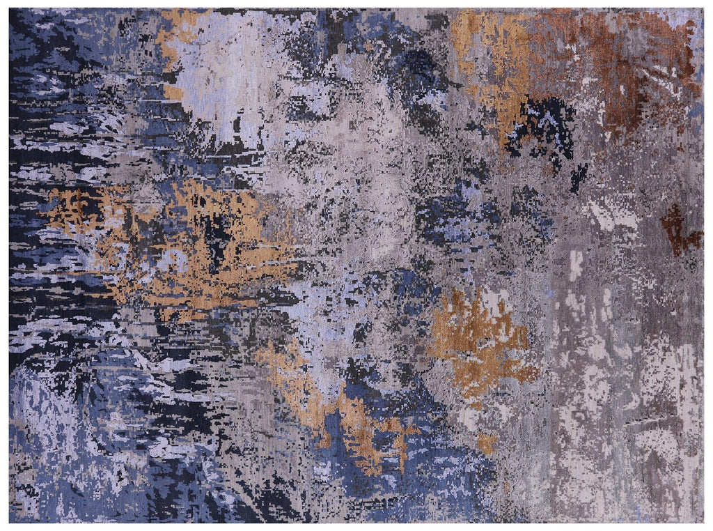 Abstract Wool & Silk Hand-Knotted Rug - Manhattan Rugs