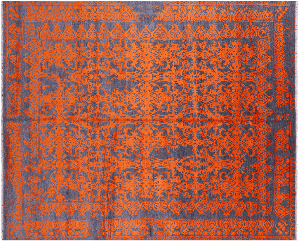 SUPER SALE Grey 7' 11" X 10' 0" Persian Wool & Silk Hand Knotted Rug - Q7091