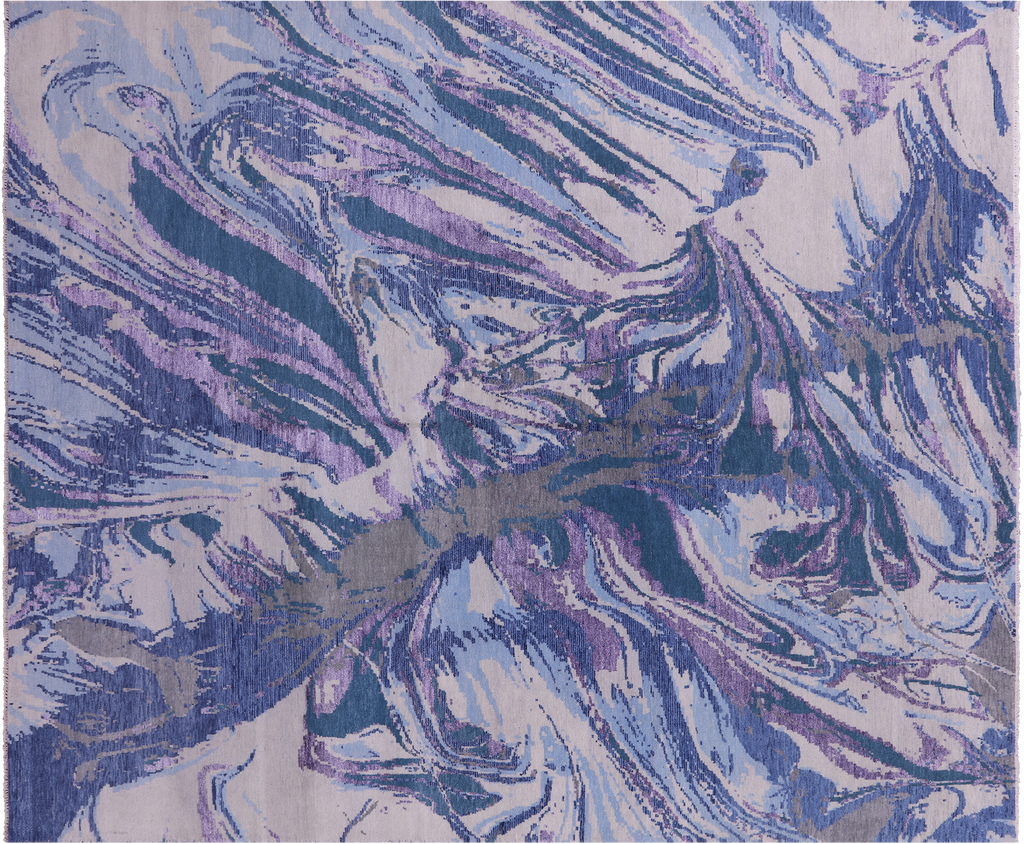 8' 1" X 9' 10" Wool & Silk Modern Hand Knotted Rug - Q7097