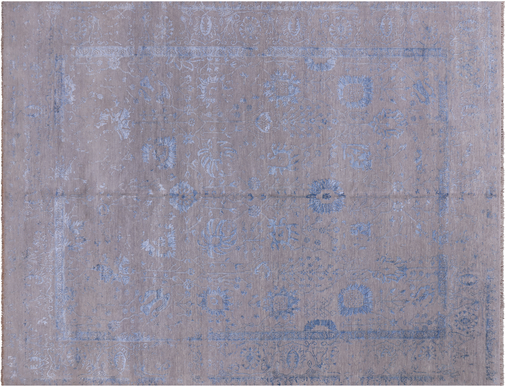 Grey Persian Tabriz Wool & Silk Handmade Rug 7' 11" X 10' 3" - Q7104