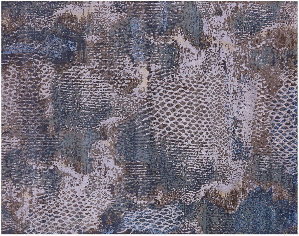 Hand Knotted Modern Animal Print Desing Wool & Silk Rug - Manhattan Rugs