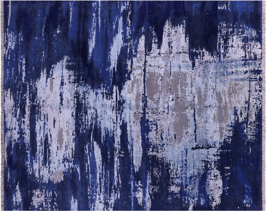 SUPER SALE 8' 1" X 9' 11" Modern Handmade Wool & Silk Rug - Q7143
