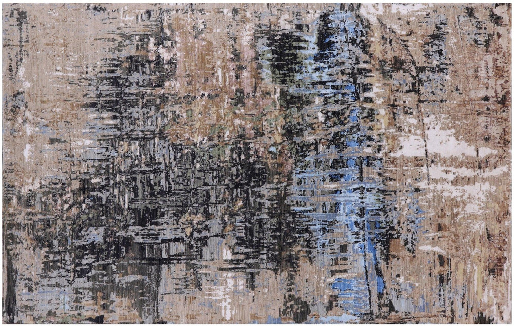 Hand Knotted Abstract Wool & Silk Rug - Manhattan Rugs