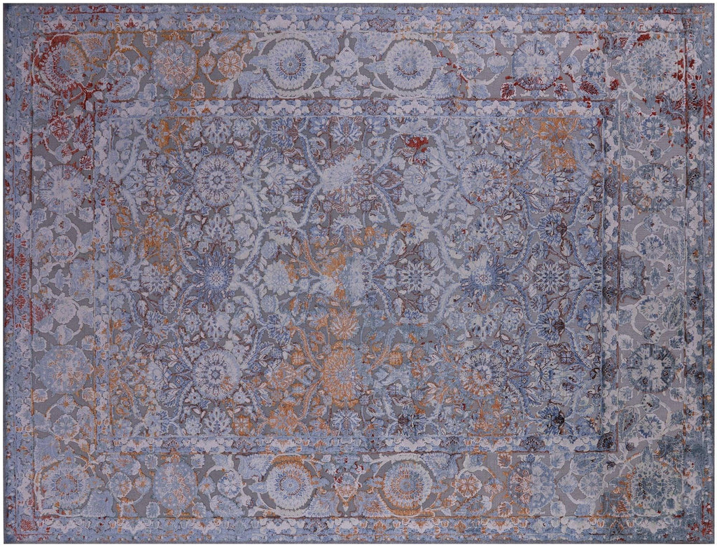 Wool & Silk Hi-Low Persian Tabriz Hand Knotted Rug - Manhattan Rugs