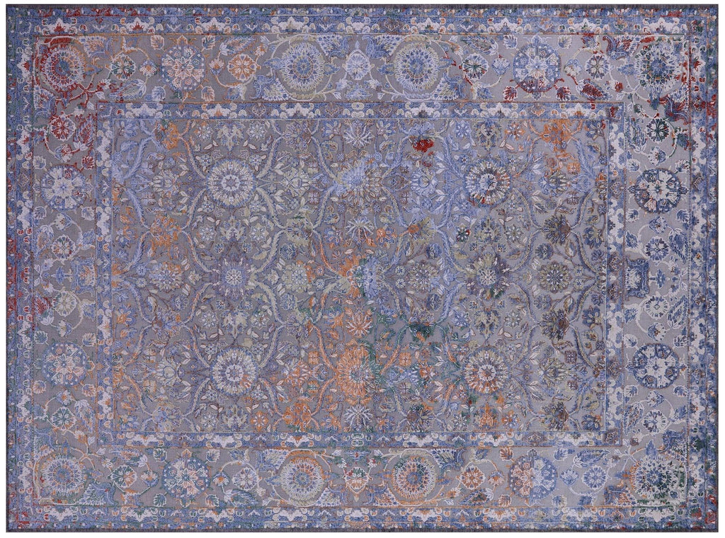 Persian Tabriz Hand Knotted Wool & Silk Hi-Low Rug - Manhattan Rugs