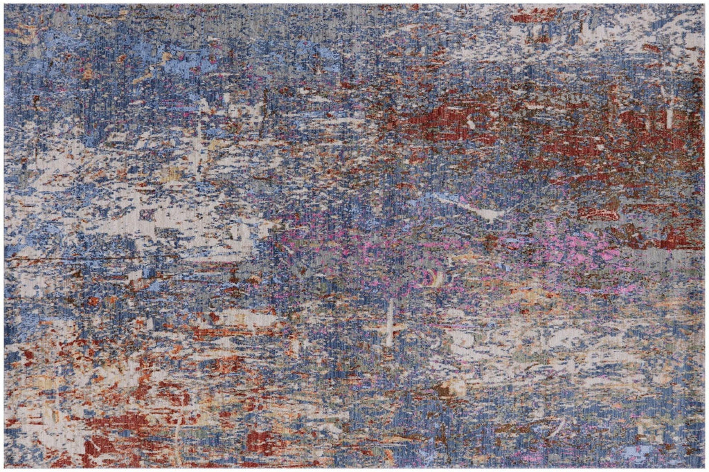 Abstract Wool & Silk Hand Knotted Rug - Manhattan Rugs
