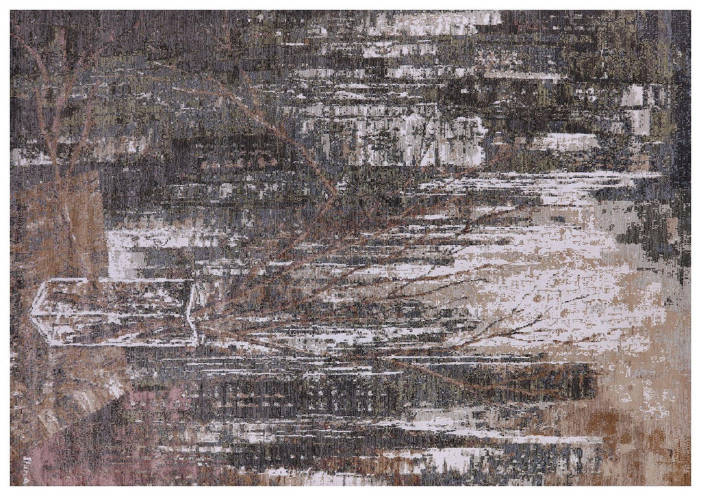 Modern Branches In A Vase Desing Wool & Silk Handmade Rug - Manhattan Rugs