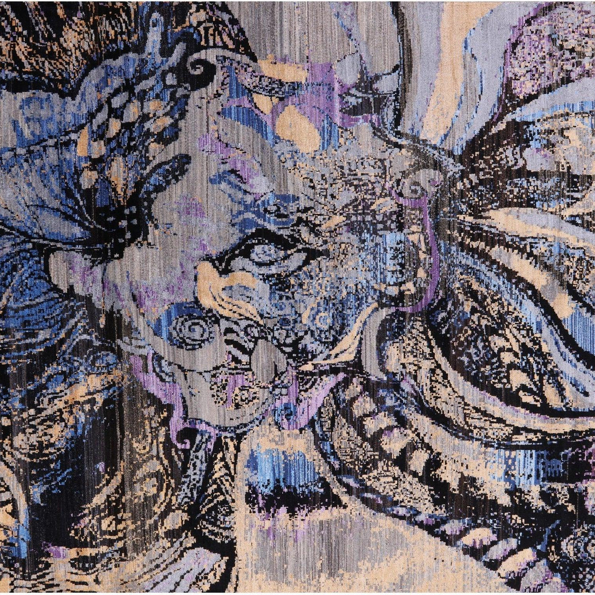 Butterfly Design Modern Hand Knotted Wool & Silk Rug 8' 2