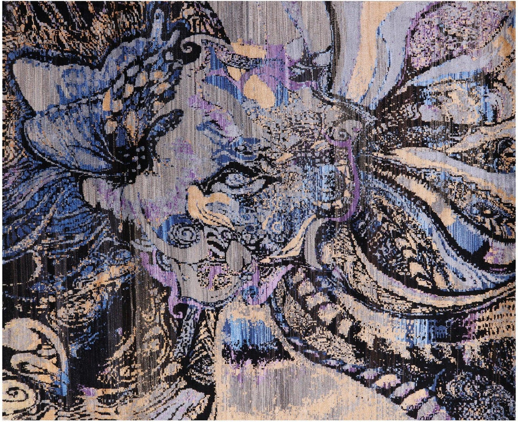 Butterfly Design Modern Hand Knotted Wool & Silk Rug - Manhattan Rugs