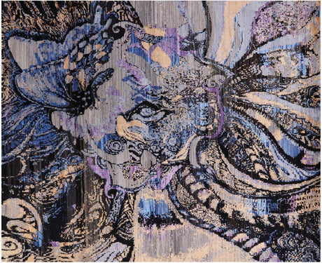 Butterfly Design Modern Hand Knotted Wool & Silk Rug - Manhattan Rugs