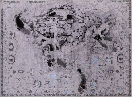 Modern Fish Design Wool & Silk Hand-Knotted Rug - Manhattan Rugs