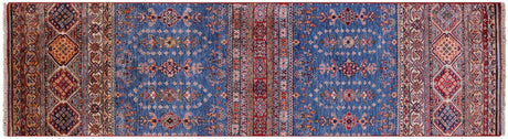 Hand-Knotted Khorjin Super Kazak Runner Rug - Manhattan Rugs