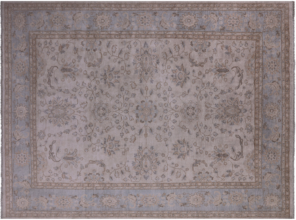Ivory Washed Out Turkish Oushak Handmade Wool Rug 8' 11" X 12' 0" - Q7843