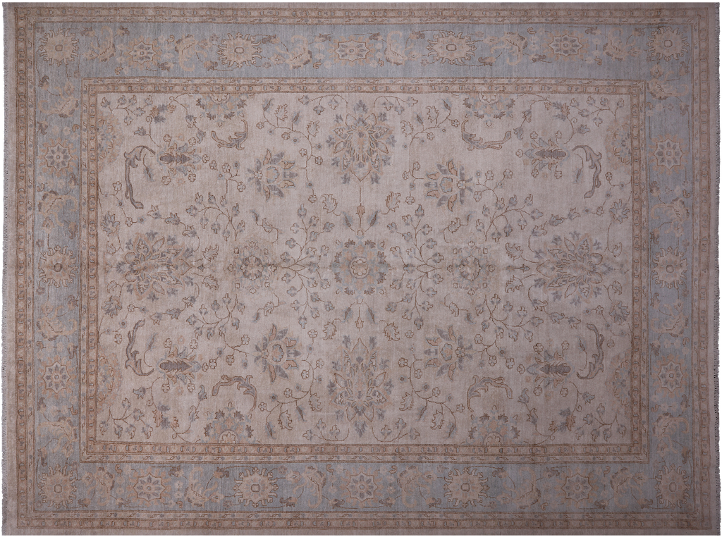 Ivory Washed Out Turkish Oushak Handmade Wool Rug 8' 11" X 12' 0" - Q7843