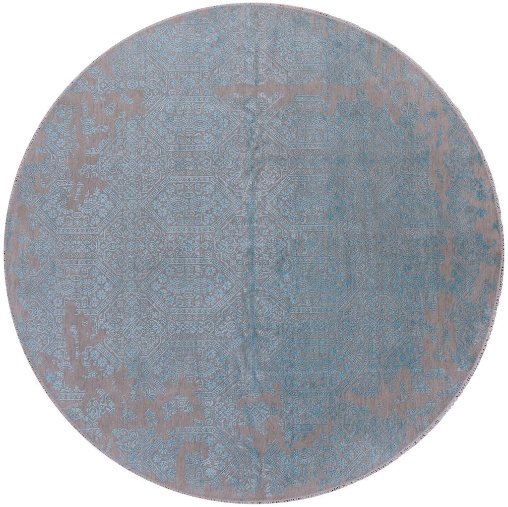 Round Modern Wool & Silk Hand Knotted Rug - Manhattan Rugs