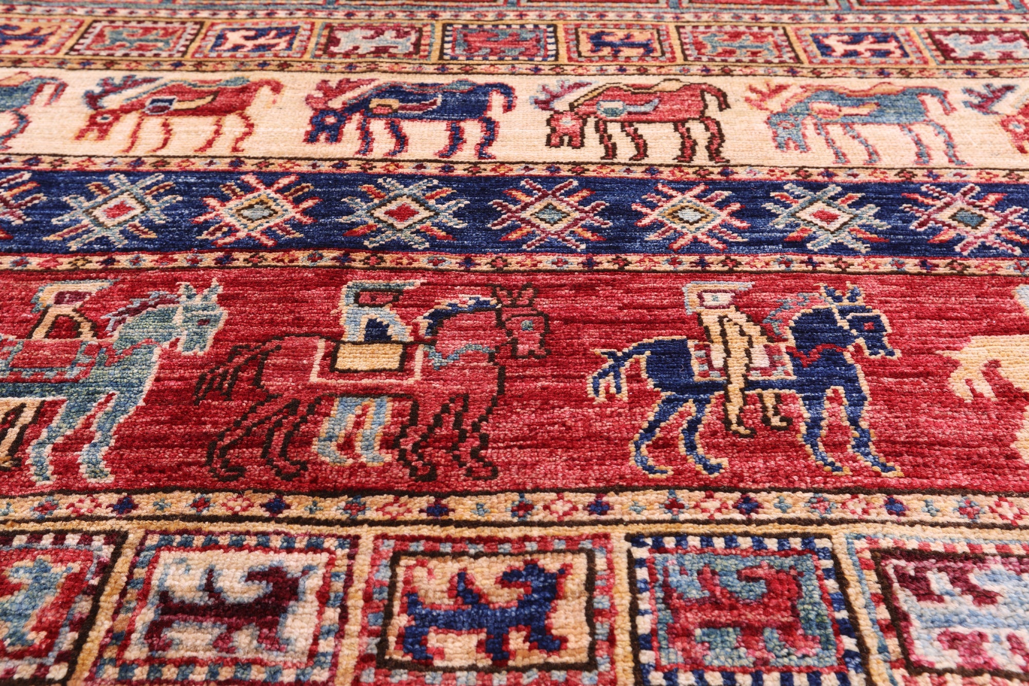 Antiqued Pazyryk Historical Design Handmade Wool Rug 8' 0