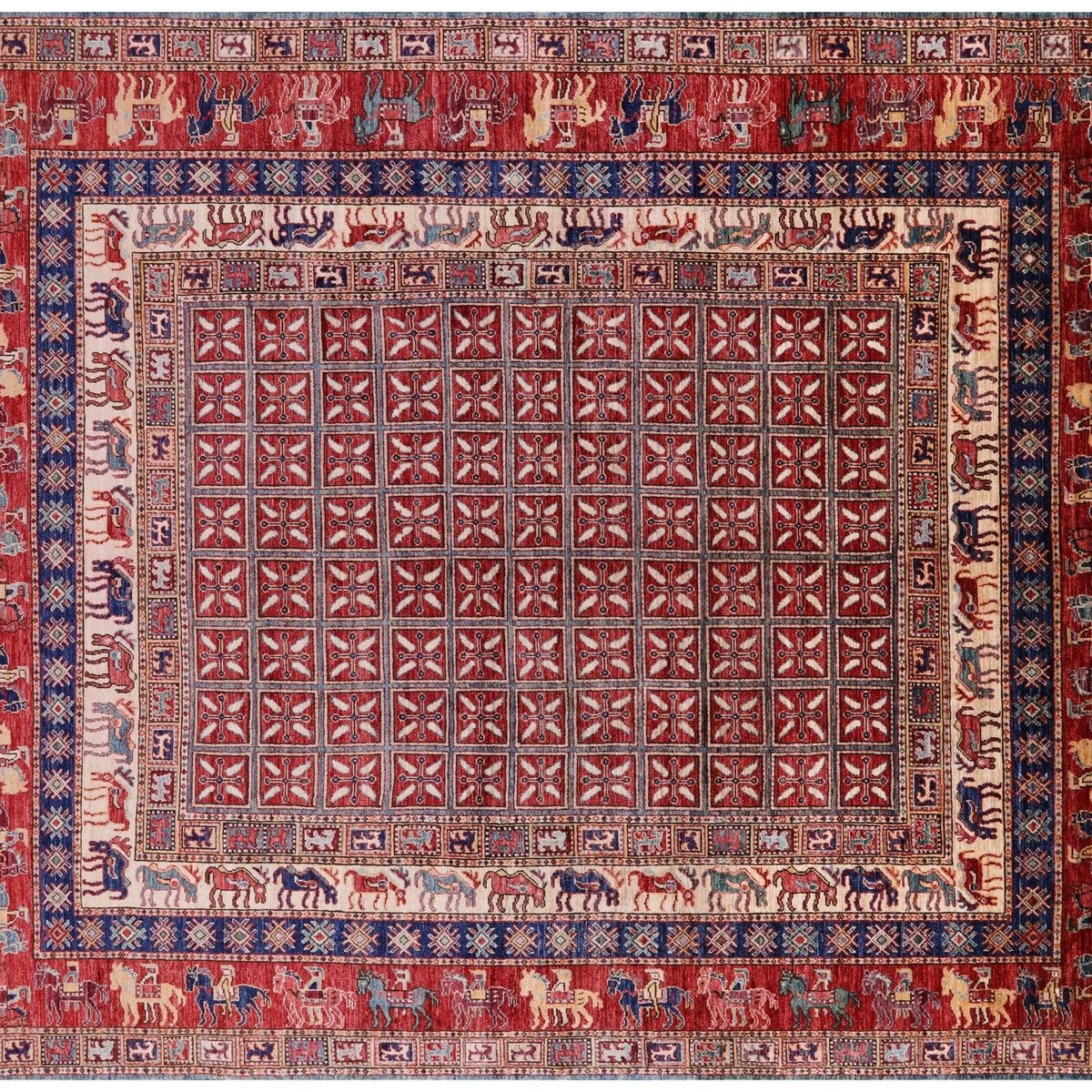 Antiqued Pazyryk Historical Design Handmade Wool Rug 8' 0