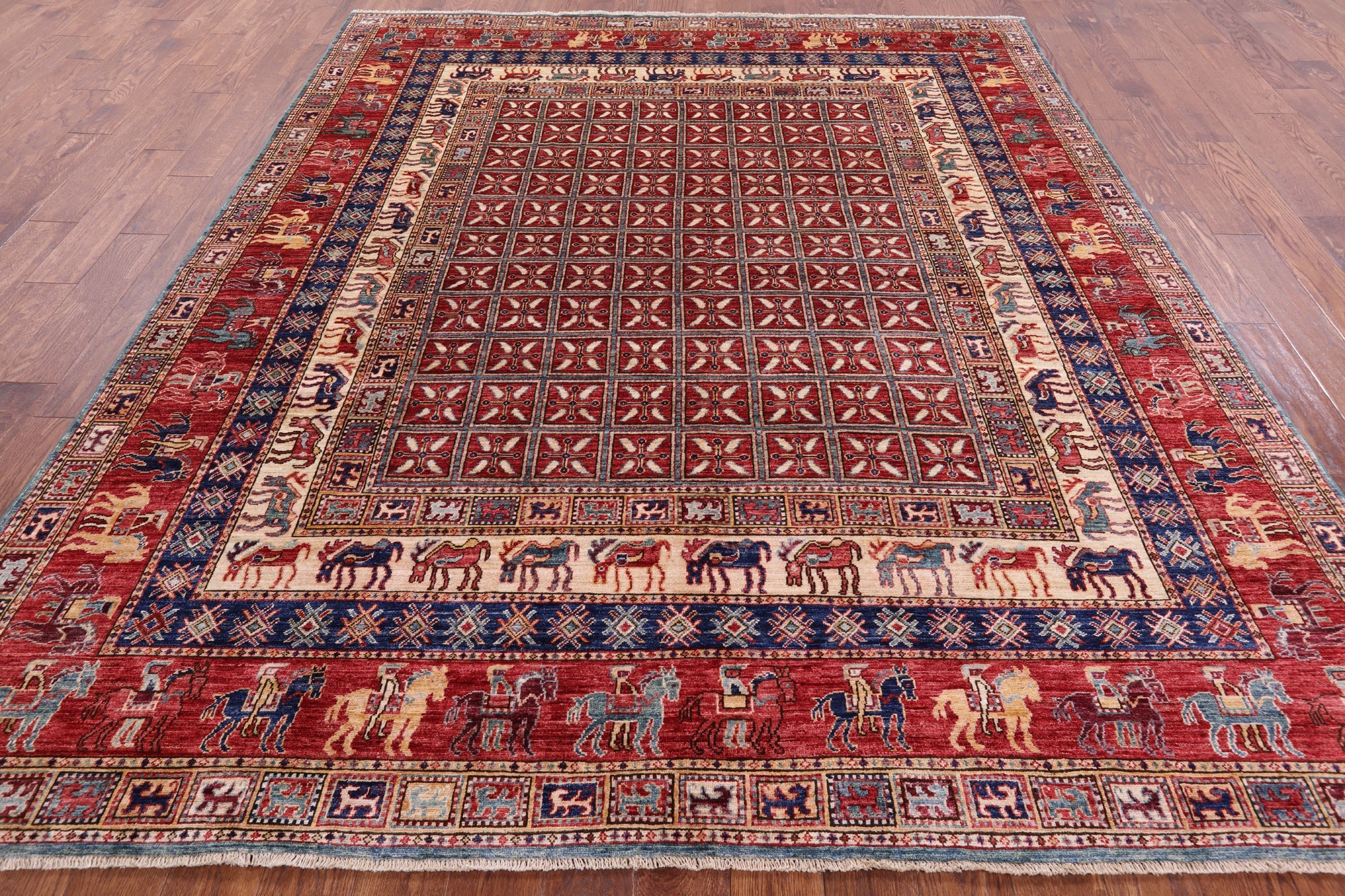 Antiqued Pazyryk Historical Design Handmade Wool Rug 8' 0