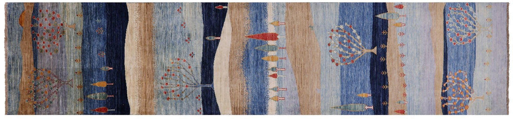 Runner Hand-Knotted Persian Gabbeh Tribal Rug - Manhattan Rugs