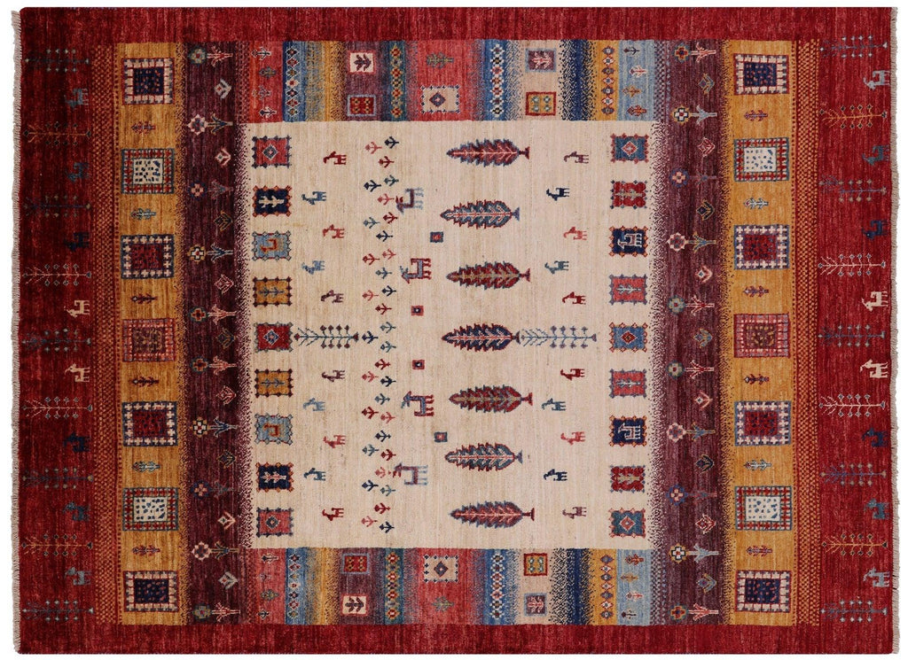 Tribal Persian Gabbeh Hand Knotted Wool Rug - Manhattan Rugs