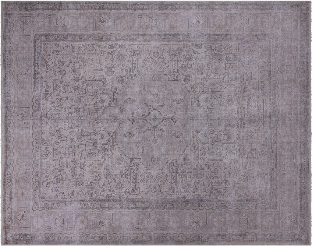 SUPER SALE Ivory 9' 6" X 12' 1" Hand Knotted Persian Vintage White Wash Rug - Q8507