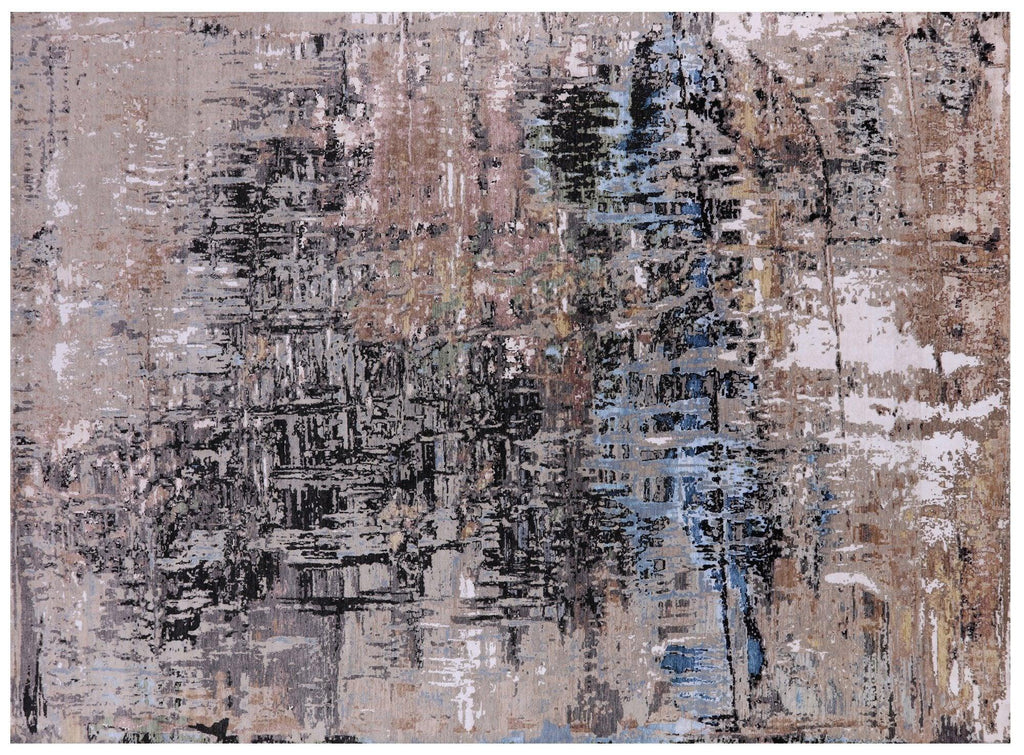 Wool & Silk Abstract Handmade Rug - Manhattan Rugs