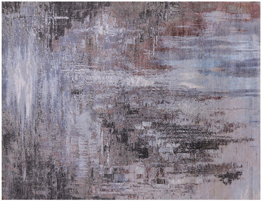 Hand Knotted Wool & Silk Abstract Rug - Manhattan Rugs