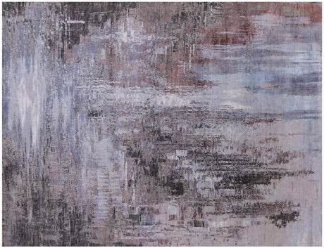 Hand Knotted Wool & Silk Abstract Rug - Manhattan Rugs