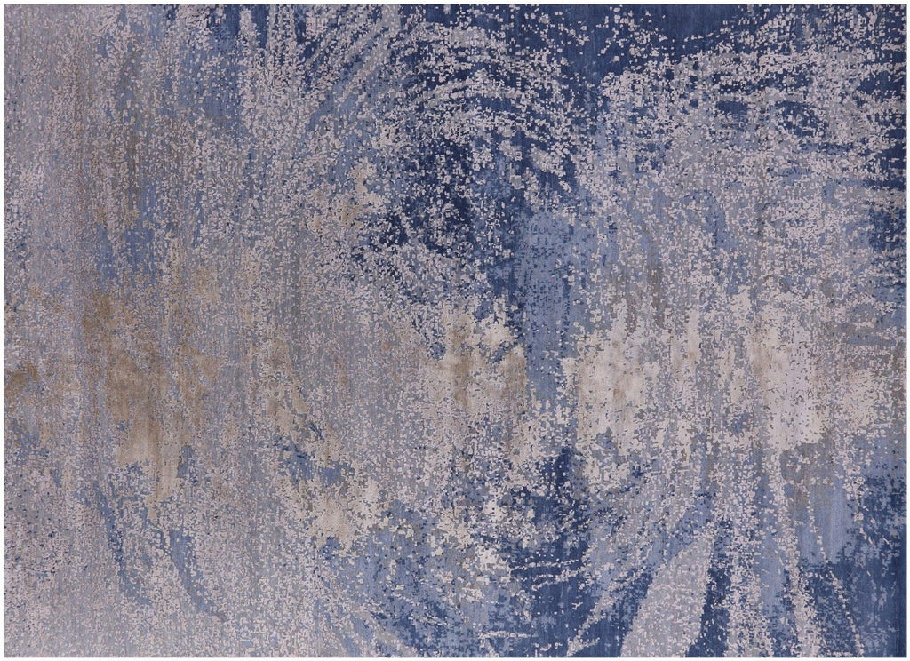 Modern Ocean Design Handmade Wool & Silk Rug - Manhattan Rugs