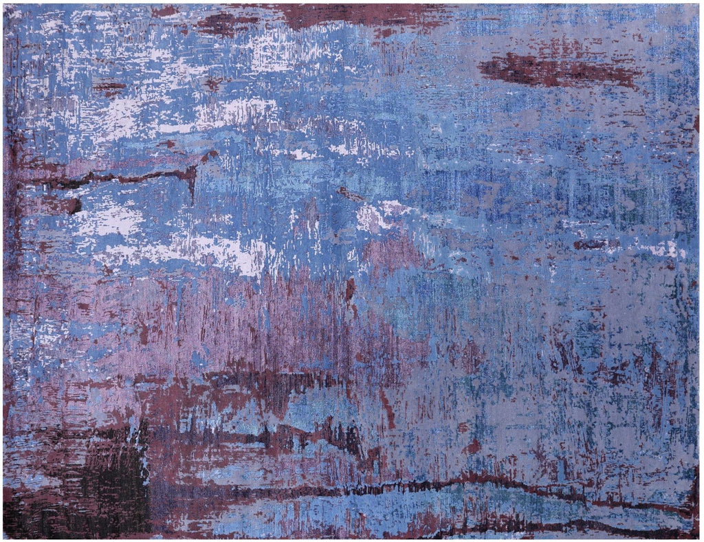 Wool & Silk Abstract Handmade Rug - Manhattan Rugs