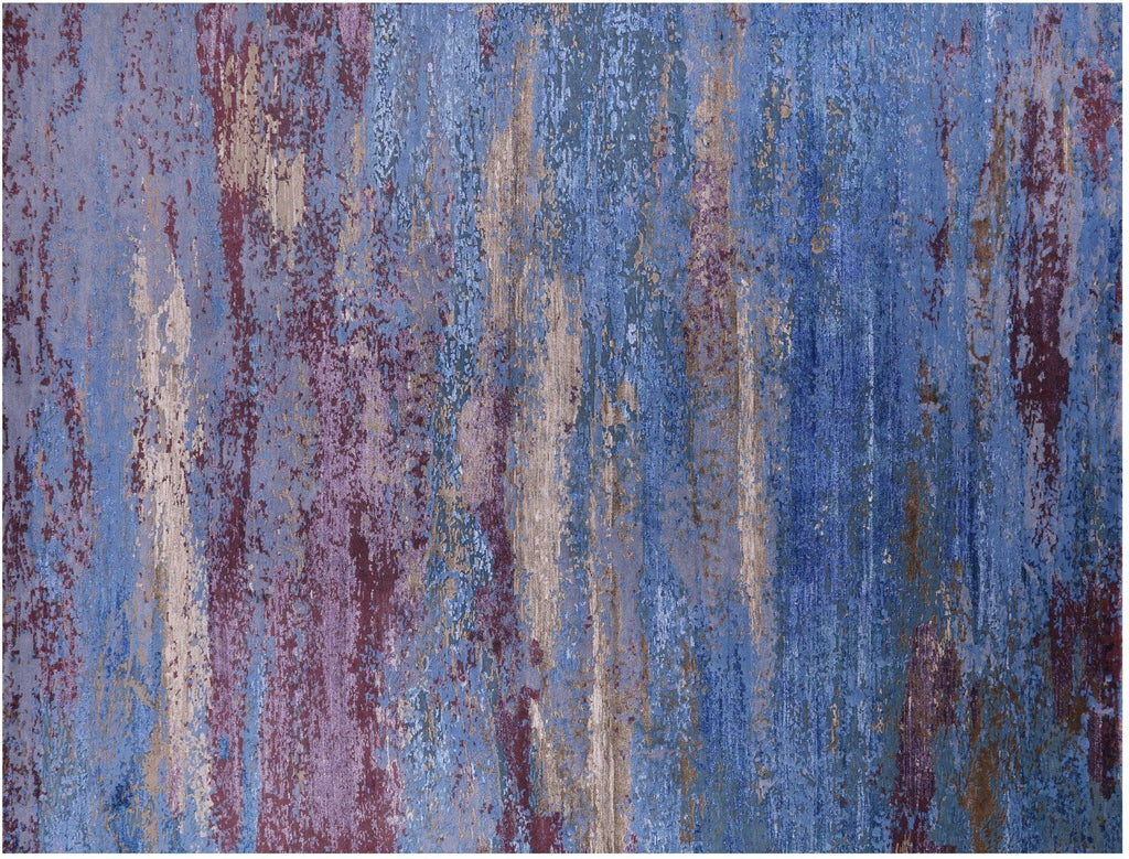 Wool & Silk Abstract Hand-Knotted Rug - Manhattan Rugs
