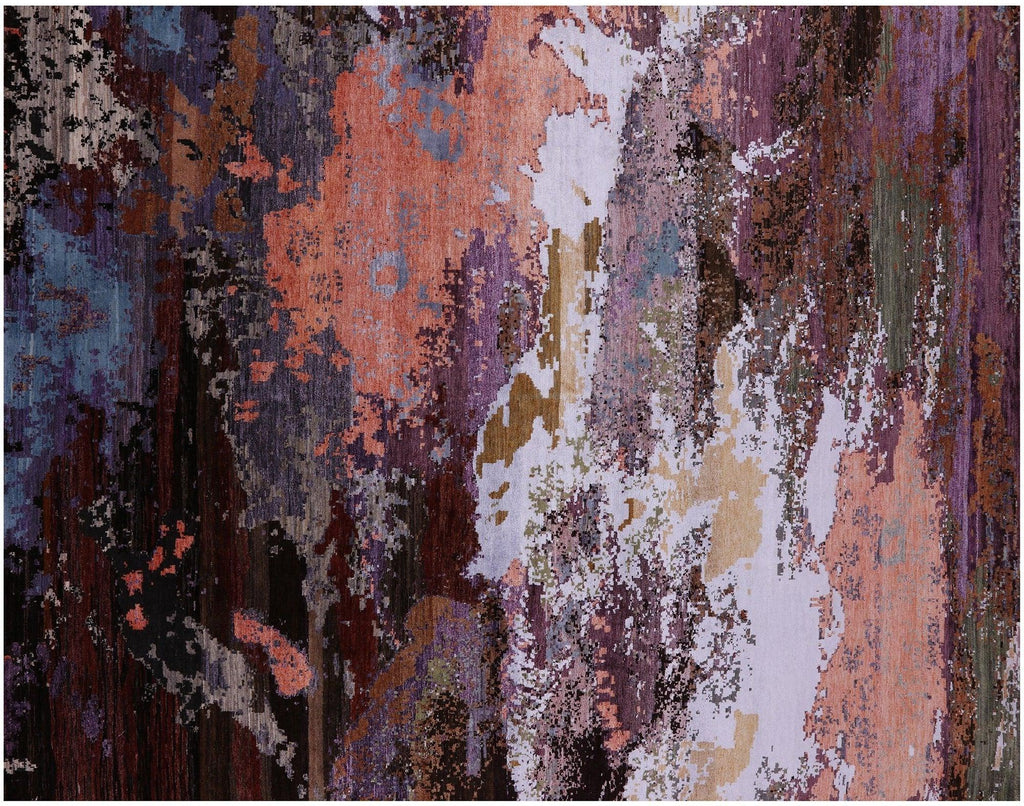 Wool & Silk Abstract Handmade Rug - Manhattan Rugs