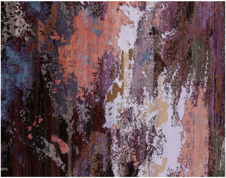 Wool & Silk Abstract Handmade Rug - Manhattan Rugs