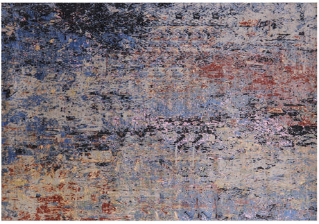 Abstract Hand Knotted Wool & Silk Rug - Manhattan Rugs