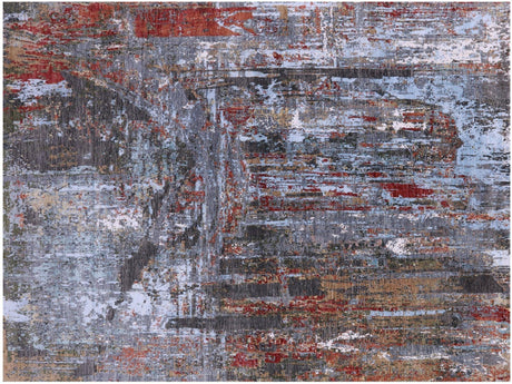 Modern Bridge Design Handmade Wool & Silk Rug - Manhattan Rugs