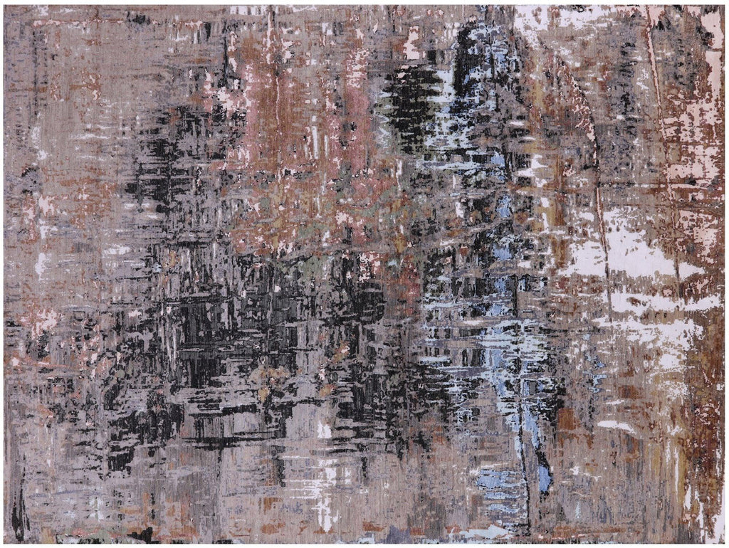 Abstract Wool & Silk Hand-Knotted Rug - Manhattan Rugs