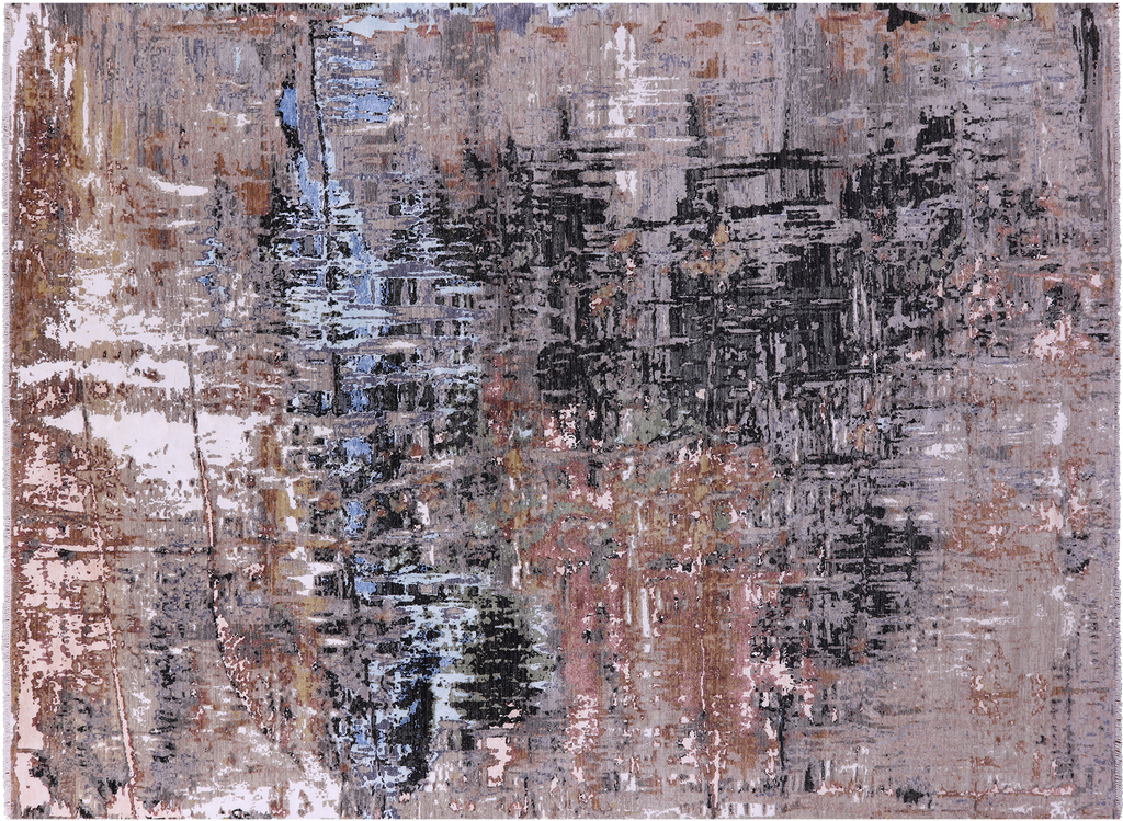 Abstract Wool & Silk Hand-Knotted Rug 9' 0" X 12' 1" - Q8871