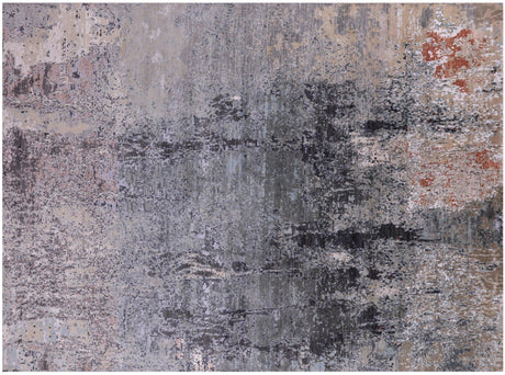 Abstract Wool & Silk Hand Knotted Rug - Manhattan Rugs