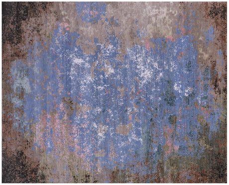 Hand Knotted Wool & Silk Abstract Rug - Manhattan Rugs