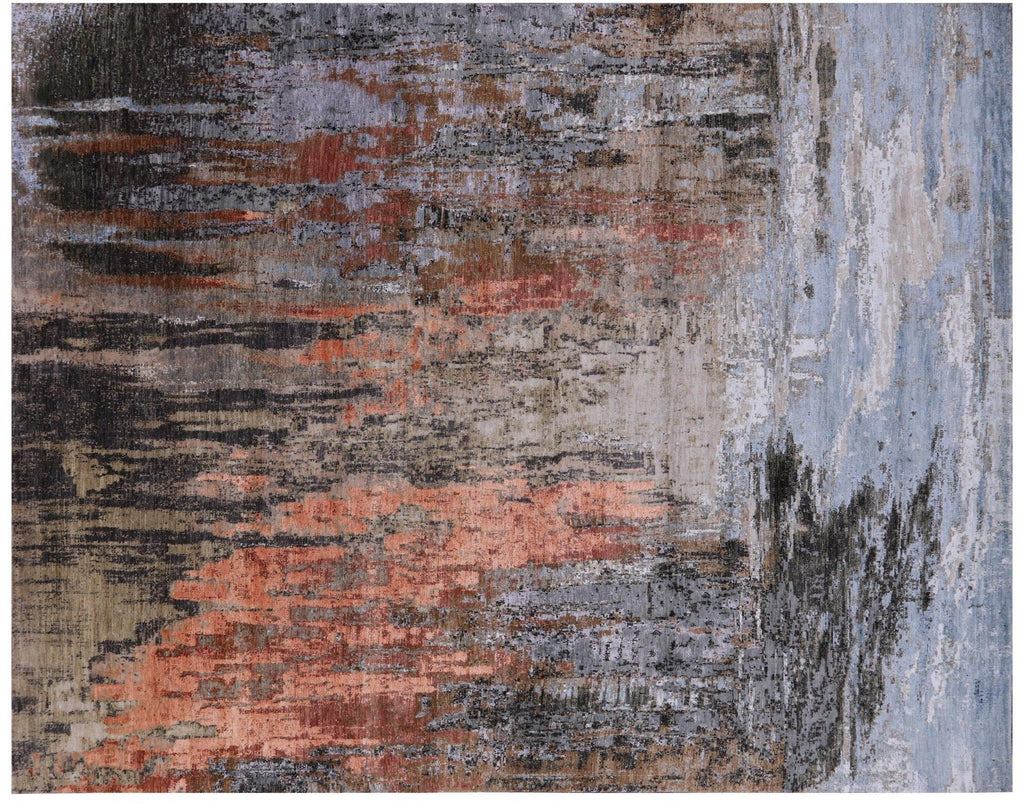 Wool & Silk Hand Knotted Abstract Rug - Manhattan Rugs
