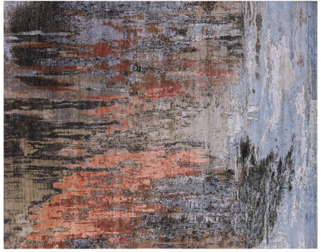 Wool & Silk Hand Knotted Abstract Rug - Manhattan Rugs