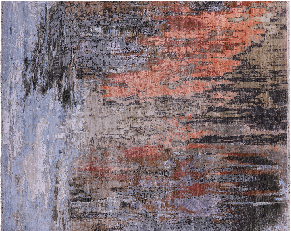 Wool & Silk Hand Knotted Abstract Rug 8' 0" X 10' 3" - Q8878