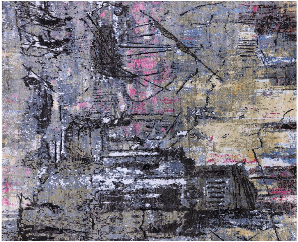 Wool & Silk Modern Central Park Design Handmade Rug - Manhattan Rugs